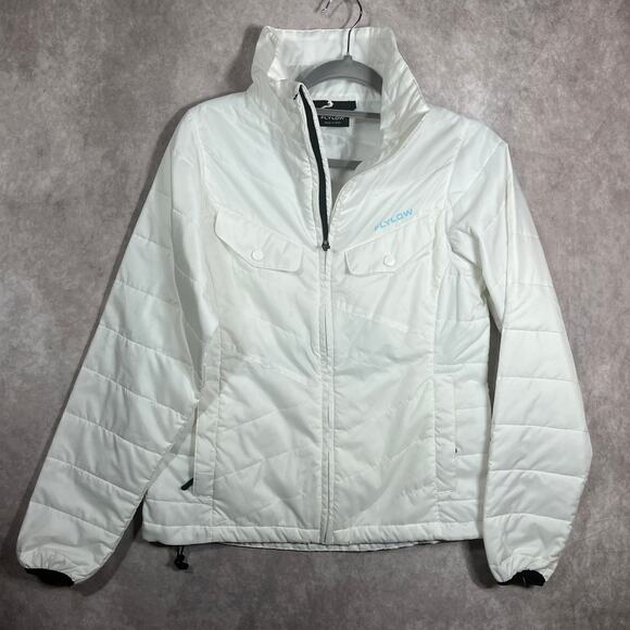 Flylow Piper Jacket Women Medium White Quarter Zip Puffer Insulated Pullover Ski - Picture 1 of 10